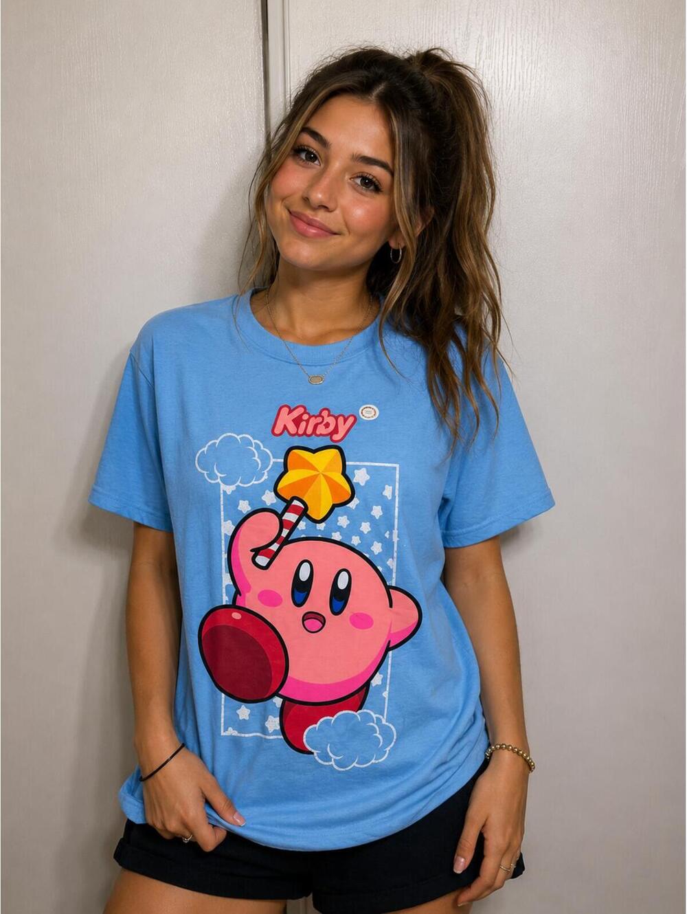 Nintendo Kirby Graphic T-Shirt Blue Medium Official Licensed NWT